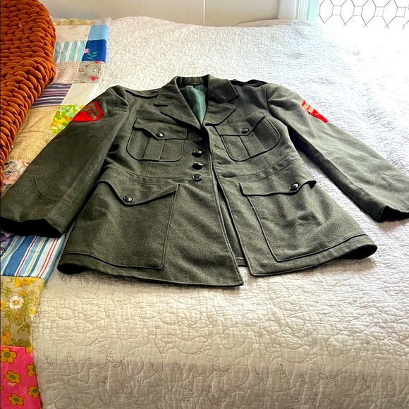 U.S. Army Olive Utility Jacket with Red Details Wool Jacket - Picture 1 of 13